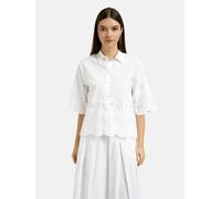 Kurzarmbluse SMITH & SOUL, Damen, Gr. L, weiß, Web, Material: 100% Baumwolle, unifarben, regular fit kurz, hoch geschlossener Ausschnitt, eingesetzt, Blusen, aus Baumwolle (56267965-L) weiß