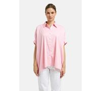 Kurzarmbluse SMITH & SOUL, Damen, Gr. L/XL, bubblegum, Web, Material: 71% Baumwolle, 26% Polyamid, 3% Elasthan, gestreift, oversize normal, hoch geschlossener Ausschnitt, Ärmel mit Ärmelschlitz 1-Knop