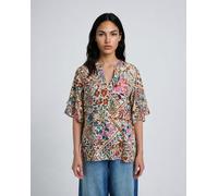 Kurzarmbluse SMITH & SOUL, Damen, Gr. M, bunt (beige), Web, Material: 100% Viskose, bedruckt, regular fit normal, Rundhals, Blusen, mit All Over Print (85070163-M) beige