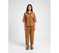 Kurzarmbluse SMITH & SOUL, Damen, Gr. M, toffee, Web, Material: 92% Polyester, 8% Elasthan, unifarben, gerade normal, hoch geschlossener Ausschnitt, eingesetzt gerader Abschluss, Blusen, in moderner B