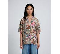 Kurzarmbluse SMITH & SOUL, Damen, Gr. XL, beige print, Web, Obermaterial: 100% Viskose, bedruckt, gemustert, hüftbedeckend, V-Ausschnitt, abgesteppt, Blusen, mit Allover-Print (20221623-XL) beige prin