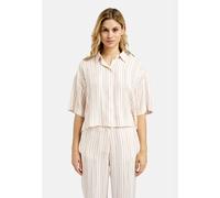 Kurzarmbluse SMITH & SOUL, Damen, Gr. XL, beige (sand), Web, Material: 85% Viskose, 11% Polyester, 4% Leinen, gestreift, regular fit kurz, hoch geschlossener Ausschnitt, eingesetzt gerader Abschluss,