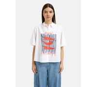 Kurzarmbluse SMITH & SOUL, Damen, Gr. XXL, weiß, Web, Material: 100% Baumwolle, bedruckt, gerade normal, hoch geschlossener Ausschnitt, gerader Abschluss, Blusen, mit Kellerfalte am Rücken (40810058-X