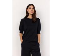 Kurzarmbluse SOYACONCEPT "SC-BANU 83", Damen, Gr. M, schwarz, Sweatware, Obermaterial: 48% Modal, 48% Polyester, 4% Elasthan, unifarben, regular fit normal, Rundhals, Rippbündchen, Blusen Kurzarmbluse