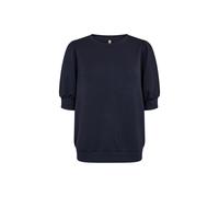 Kurzarmbluse SOYACONCEPT "SC-BANU 83", Damen, Gr. S, blau (navy), Sweatware, Obermaterial: 48% Modal, 48% Polyester, 4% Elasthan, unifarben, regular fit normal, Rundhals, Rippbündchen, Blusen Kurzarmb