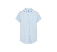 Kurzarmbluse SOYACONCEPT "SC-DORA 1", Damen, Gr. M, skyway, Web, Obermaterial: 100% Baumwolle, unifarben, normal, V-Ausschnitt, Blusen, Baumwolle (95186913-M) skyway