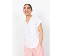 Kurzarmbluse SOYACONCEPT "SC-INA 51", Damen, Gr. XL, weiß, Web, Obermaterial: 55% Leinen, 45% Viskose, unifarben, normal, V-Ausschnitt, Blusen, Viskosemischung mit Leinen (45053920-XL) weiß