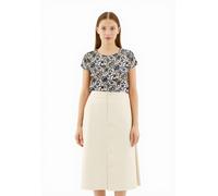 Kurzarmbluse SOYACONCEPT "SC-SAMEA 1", Damen, Gr. L, hydrangea combi, Web, Obermaterial: 100% Viskose, bedruckt, normal, Rundhals, Blusen (69625622-L) hydrangea combi