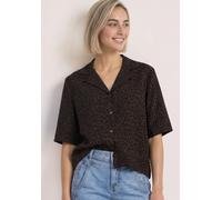 Kurzarmbluse STREET ONE, Damen, Gr. 34, braun (molten earth), Stoff, 100% Viskose, normal normal, V-Ausschnitt, abgesteppt, Blusen, im Leo Design (99949539-34) molten earth