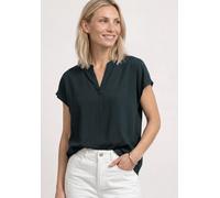 Kurzarmbluse STREET ONE, Damen, Gr. 34, hunter grün, Stoff, 100% Viskose, unifarben, normal normal, Rundhals, abgesteppt, Blusen, mit geschlitztem Rundhalsausschnitt (66261069-34) hunter grün