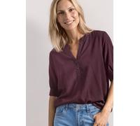 Kurzarmbluse STREET ONE, Damen, Gr. 34, lila (rustic rouge), Stoff, 100% Viskose, unifarben, normal normal, Rundhals, Bündchen, Blusen, aus softer Viskose (27001915-34) rustic rouge