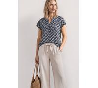 Kurzarmbluse STREET ONE, Damen, Gr. 34, shadowed navy, Stoff, 100% Viskose, gemustert, normal normal, Rundhals, abgesteppt, Blusen, aus softer Viskose (70203716-34) shadowed navy
