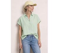 Kurzarmbluse STREET ONE, Damen, Gr. 34, soft jade grün, Web, 60% Leinen, 40% Baumwolle, unifarben, klassisch normal, V-Ausschnitt, normaler Saum, Blusen, mit Leinenanteil (54497044-34) soft jade grün