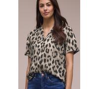 Street One Damen Bluse mit Split Neck und Animal Print