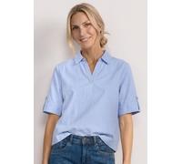 Kurzarmbluse STREET ONE, Damen, Gr. 36, original blau, Web, 100% Baumwolle, unifarben, klassisch normal, V-Ausschnitt, Aufschlag, Blusen, Chambray (23772041-36) original blau