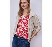 Kurzarmbluse STREET ONE, Damen, Gr. 36, salsa rot, Stoff, 100% Viskose, geblümt, normal normal, Rundhals, Bündchen, Blusen, mit Blumenmuster (78849613-36) salsa rot