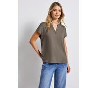 Street One Damen Split Neck Bluse in Unifarbe