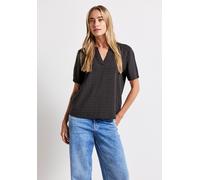 Kurzarmbluse STREET ONE, Damen, Gr. 38, blau (deepwater blau), Stoff, 100% Viskose, bedruckt, normal normal, Rundhals, Umschlagbund, Blusen, aus softer Viskose (98751804-38) deepwater blau