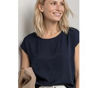 Shirtbluse STREET ONE, Damen, Gr. 38, blau (tiefblau), Stoff, 88% Viskose, 12% Polyamid, unifarben, normal normal, Rundhals, abgesteppt, Blusen, aus softer Viskose (96625858-38) tiefblau