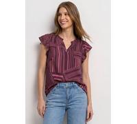 Kurzarmbluse STREET ONE, Damen, Gr. 38, blush berry, Web, Obermaterial: 100% Viskose, gemustert, normal hüftbedeckend, V-Ausschnitt, Volant, Blusen, Sommerbluse mit grafischem Muster und Volant-Ärmeln