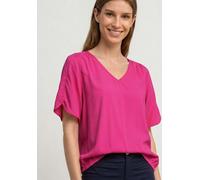 Kurzarmbluse STREET ONE, Damen, Gr. 38, magenta dream, Stoff, 100% Viskose, unifarben, normal normal, V-Ausschnitt, Umschlagbund, Blusen, aus softer Viskose (22698701-38) magenta dream