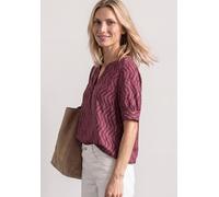 Kurzarmbluse STREET ONE, Damen, Gr. 38, rot (blush berry), Web, Obermaterial: 100% Viskose, gemustert, hüftbedeckend, V-Ausschnitt, Bündchen, Blusen, Kurze Sommerbluse mit Allover-Print und Splitneck