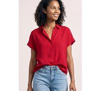 Hemdbluse STREET ONE, Damen, Gr. 38, salsa rot, Web, 100% Baumwolle, unifarben, normal normal, eckiger Ausschnitt, breiter Bund, Blusen Hemdbluse, aus reiner Baumwolle (90709954-38) salsa rot