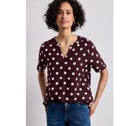 Kurzarmbluse STREET ONE, Damen, Gr. 40, rustic rouge, Stoff, 100% Viskose, gepunktet, regular fit normal, Rundhals, abgesteppt, Blusen, mit allover Punkteprint (17073330-40) rustic rouge