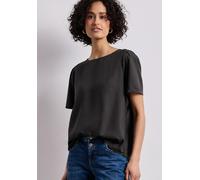Kurzarmbluse STREET ONE, Damen, Gr. 40, espresso braun, Stoff, 100% Viskose, unifarben, klassisch normal, Rundhals, abgesteppt, Blusen, mit Raffungen an den Ärmeln (67381122-40) espresso braun