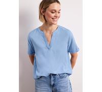 Kurzarmbluse STREET ONE, Damen, Gr. 40, original blau, Stoff, 100% Viskose, unifarben, normal normal, Rundhals, Bündchen, Blusen, aus softer Viskose (92276931-40) original blau