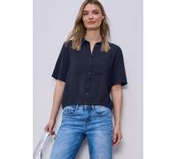 Kurzarm Bluse mit Elastiksaum Schwarz 40