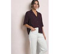 Kurzarmbluse STREET ONE, Damen, Gr. 42, lila (rustic rouge), Stoff, 100% Viskose, normal normal, V-Ausschnitt, abgesteppt, Blusen, im Leo Design (17754363-42) rustic rouge