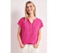 Shirtbluse STREET ONE, Damen, Gr. 42, magenta dream, Stoff, 100% Viskose, unifarben, regular fit normal, Rundhals, abgesteppt, Blusen, aus softer Viskose (44505604-42) magenta dream