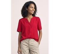 Kurzarmbluse STREET ONE, Damen, Gr. 42, salsa rot, Web, Obermaterial: 100% Viskose, unifarben, normal hüftbedeckend, Rundhals, abgesteppte Kante, Blusen, im Tunika-Style (32572358-42) salsa rot