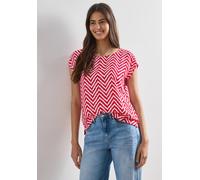 Street One Kurzarmbluse Dropped-Shoulder Rundhals 88% Viskose/12% Polyamid salsa rot Gr. 42