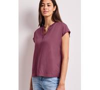 Kurzarmbluse STREET ONE, Damen, Gr. 42, schwarz clouded blush, Stoff, 100% Viskose, unifarben, normal normal, Rundhals, abgesteppt, Blusen, mit geschlitztem Rundhalsausschnitt (18003708-42) schwarz cl