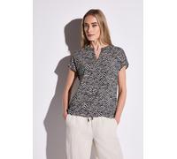 Kurzarmbluse STREET ONE, Damen, Gr. 44, blau (tiefblau), Stoff, 100% Viskose, bedruckt, gerade normal, Rundhals, Bündchen, Blusen, aus softer Viskose (38585625-44) tiefblau