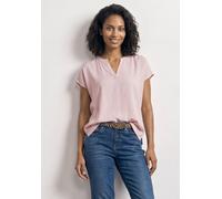 Kurzarmbluse STREET ONE, Damen, Gr. 44, minimal rose, Stoff, 100% Viskose, unifarben, normal normal, Rundhals, abgesteppt, Blusen, mit geschlitztem Rundhalsausschnitt (85689768-44) minimal rose
