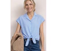 Kurzarmbluse STREET ONE, Damen, Gr. 44, original blau, Web, 100% Baumwolle, gestreift, klassisch normal, V-Ausschnitt, Aufschlag, Blusen, aus reiner Baumwolle (64673251-44) original blau
