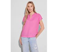Kurzarmbluse STREET ONE, Damen, Gr. 44, pink (blush pink), Stoff, 100% Viskose, unifarben, gerade hüftlang, Rundhals, Bündchen, Blusen, aus softer Viskose (14571601-44) blush pink