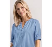 Kurzarmbluse STREET ONE, Damen, Gr. 46, blau (northern blau), Stoff, 100% Viskose, unifarben, normal normal, Rundhals, Bündchen, Blusen, aus softer Viskose (36446969-46) northern blau