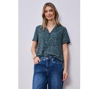Kurzarmbluse STREET ONE, Damen, Gr. 46, cool vintage grün, Stoff, 100% Viskose, unifarben, klassisch normal, Bündchen, Blusen, aus softer Viskose (95678304-46) cool vintage grün