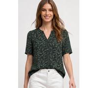 Kurzarmbluse STREET ONE, Damen, Gr. 46, deep bound grün, Stoff, 100% Viskose, geblümt, unifarben, normal normal, Rundhals, abgesteppt, Blusen, aus softer Viskose (62865533-46) deep bound grün