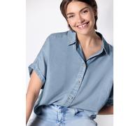 Street One Studio Frauen Hemdbluse mit Knöpfen und Knotendetail in Blau, Gr: 42