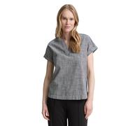 Kurzarmbluse TOM TAILOR, Damen, Gr. 34, blau (midnight navy), Web, Obermaterial: 100% Baumwolle, gemustert, unifarben, gerade hüftbedeckend, Rundhals, Aufschlag, Blusen Kurzarmbluse, im Tunika-Style, 