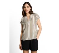 Kurzarmbluse TOM TAILOR, Damen, Gr. 40, olive weiß, Web, Obermaterial: 82% Viskose, 18% Polyamid, gemustert, normal hüftbedeckend, Rundhals, abgesteppte Kante, Blusen, Sommerbluse mit floralem Muster