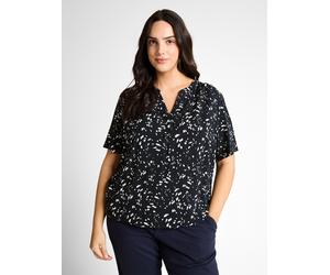 Kurzarmbluse TOM TAILOR PLUS, Damen, Gr. 52, navy dot, Web, Obermaterial: 100% Viskose, gemustert, normal hüftbedeckend, V-Ausschnitt, Blusen, mit Allover-Print - Große Größen (11599924-52) navy dot