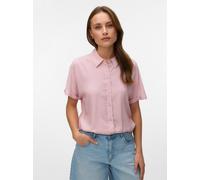 Kurzarmbluse VERO MODA "VMALICE SS SHIRT WVN NOOS", Damen, Gr. L, bleached mauve stripes:selma hellweiß, Web, Obermaterial: 100% Viskose, gestreift, normal, Blusen, Viskose (30431545-L) bleached mauve