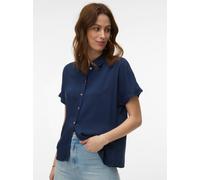Kurzarmbluse VERO MODA "VMALICE SS SHIRT WVN NOOS", Damen, Gr. L, navy blazer, Web, Obermaterial: 100% Viskose, unifarben, normal, Blusen Kurzarmbluse, Viskose (66371749-L)