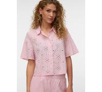 Kurzarmbluse VERO MODA "VMELIZA SHORT 2/4 SLEEVE SHIRT WVN NOOS", Damen, Gr. S, pink, a, boo, Web, Obermaterial: 100% Baumwolle, unifarben, normal, Rundhals, Blusen, Baumwolle (57530442-S) pink, a, bo